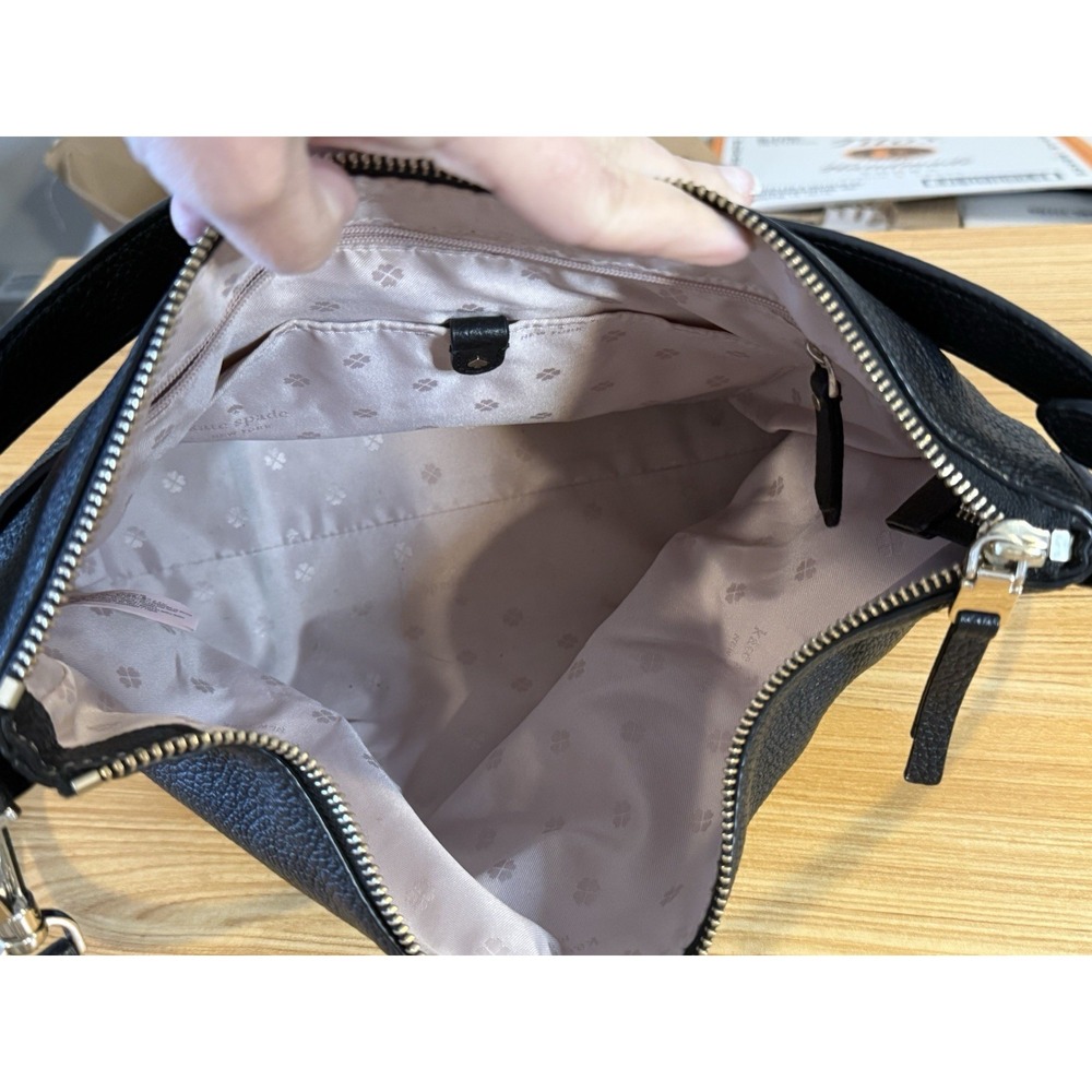 Kate Spade New York Black Pebbled Leather Shoulder Bag Polly Medium Crossbody - Picture 12 of 16